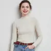 Ropa interior de manga larga para otoño e invierno, para mujer, de lana, cuello semi-alto, adelgazante, ajustada, engrosada, estilo nuevo, suéter de punto transfronterizo, capa base