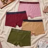 Calzoncillos Bóxer de Modal para Hombre Personalización Cintura Media Cinturilla Contrastante Transpirable Pantalones de Cuatro Esquinas Antibacterianos Color Sólido Aberturas Cortas en las Piernas
