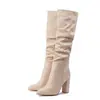 Amazon Europeu e Americano Estilo Desfile de Moda 2026 Inverno Novos Botas Longas Acima do Joelho Bico Fino Salto Grosso de Calçar