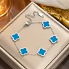 Pulsera de trébol de cuatro hojas de acero de titanio que no se desvanece con diamantes, pulsera de dijes de moda de oro rosa de 18 quilates, pulsera de cinco flores estilo europeo y americano