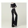 Jeans Acampanados Negros Ajustados para Mujer, Nuevo Estilo Americano de Moda, Pantalones de Tiro Alto Bootcut con un Diseño Único