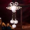 Tocado Hanfu para niñas, bola de pelo roja para niños, clip para orejas de conejo, horquilla para el pelo de Año Nuevo para bebé, disfraz antiguo, accesorios para el cabello con saludo de Año Nuevo