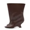Comercio Exterior Transfronterizo Europeo y Americano Nuevo Diseño de Nicho Tacón de Cuña Irregular Boca de Pez Botas Largas Botines Cortos de Moda Versátiles para Mujer