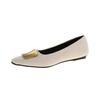 Hebilla Cuadrada de Metal Francesa Zapatos Bajos Pequeños de Dama Primavera y Otoño 2025 Nuevos Casual Retro Gamuza Punta Afilada Zapatos Bajos