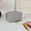 Bolsa de Maquiagem Listrada Necessaire Grande Capacidade Bordado de Gaze Bolsa de Maquiagem Portátil Bolsa de Armazenamento de Maquiagem para Viagem