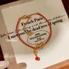 Pulsera de Máscara de Zorro Estilo Chino Anillo de Hada para Mujer Borla Retráctil Trenzada Ajustable Cuerda Roja Zorro Misterio Oriental