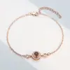 Venta Caliente Transfronteriza 100 Idiomas Te Amo Pulsera de Proyección Moda para Mujer Simple Redonda Pulsera de Circonita Pulsera