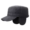 Sombrero de Lana de Algodón Cálido de Nuevo Estilo Invernal para Personas de Mediana Edad y Mayores, Adecuado para Ciclismo y Caminar, Protección Auditiva a Prueba de Frío, Sombrero de Copa Plana para Hombres, Uso al Aire Libre