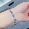 Pulsera de tanzanita natural ovalada tridimensional plata de ley 925 joyería de alta gama joyería mujeres al por mayor una generación de cabello