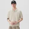 Camisa Polo Retro Lisa de Manga Curta para Homens, Novo Estilo Verão 2026, Versátil e Elegante, Top Camiseta de Tricô com Gola de Lapela