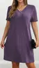 Europeu e Americano Transfronteiriço Amazon Verão 2026 Novo Vestido de Gola V Manga Curta Plus Size Moda Feminina Elegante e Estiloso Comércio Exterior