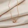 Nueva cadena de clavícula de lujo estilo coreano, collar versátil de acero de titanio de moda para mujer, colgante simple clásico de circón, accesorio versátil