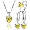 Amazon AliExpress Transfronterizo Juego de Tres Piezas de Aretes de Circonita en Forma de Corazón para Mujer, Anillo Creativo, Collar con Colgante en Forma de Corazón