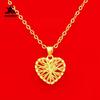 Colgante de corazón hueco de latón chapado en oro, joyería de imitación de oro, suministro de comercio electrónico, colgante de amor para damas al por mayor