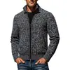 Amazon 2025 Otoño e Invierno Talla Europea Manga Larga Cuello Alto Cremallera Cárdigan Tejido de Punto para Hombre Terciopelo Cálido Tejido de Punto Chaqueta para Hombre