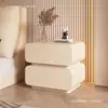 Mesita de noche color crema con acabado en piel, Gabinete de noche pequeño moderno simple para dormitorio, Gabinete de almacenamiento minimalista, No requiere montaje, Todo en uno