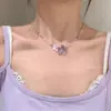 Collar de Cristal con Perlas de Flores de Verano para Mujer, Cadena Dulce de Clavícula de Nicho de Alta Gama, Collar de Flores