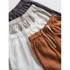 Pantalones Casuales de Lino Puro Estilo Japonés para Viajar, Holgados, Artísticos, Cintura Elástica, Pierna Ancha, Cortos, Rectos, para Mujer, Primavera y Verano