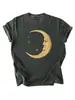 Amazon eBay site independente moda personalizada versátil feminina novo rosto lua estrela manga curta camiseta camada de base