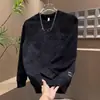 Moletom Casual Masculino Popular Gola Redonda Solto Design de Relevo com Letras Senso de Design Top Estilo Novo de Início de Primavera Bonito Manga Longa Masculino