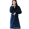 Bata de noche para mujer Otoño e Invierno Bata de noche de franela para mujer Forro polar de vellón de coral Bata larga de noche Manga larga talla extra Bata de baño Pijama para mujer