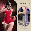 MeMoon Lencería Espalda Descubierta Halter Corte Estratégico Otoño Invierno Navidad Vestido Uniforme Conjunto Atuendo Sexy Navideño