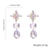 Aretes Largos de Flor con Diamantes Incrustados en Aguja de Plata, Lujo Accesible y Aretes de Gama Alta, Estilo Francés, Aretes Suaves y Exquisitos, Diseño de Nicho