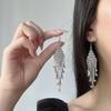 Pendientes de Flores con Borlas de Diamantes Completos Super Brillantes Populares Transfronterizos Europeos y Americanos Estilo de Celebridad de Moda Lujo Ligero Joyería de Oreja Exagerada