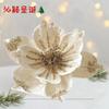 Decoraciones Navideñas Flores Artificiales Flores Navideñas Tela de Alta Gama Polvo Adhesivo Lentejuelas Flores de Magnolia Artificiales Flores Decorativas Navideñas
