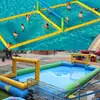 Campo de Fútbol Acuático Inflable Grande, Portería Móvil de Fútbol Acuático, Parque Acuático al Aire Libre, Cancha de Voleibol, Estructura Inflable para Piscina