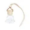 Botella ambientador para coche, accesorio colgante para coche, dispensador de perfume colgante para coche con cuerda y tapa de madera, botella de vidrio compacta