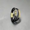 Pulsera de cuero multicapa tejida de moda para hombres europeos y americanos, muy vendida, con accesorios de aleación de acero inoxidable