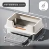 Bandeja de Arena para Gatos de Acero Inoxidable Abierta con Borde Alto Sobredimensionada Antisalpicaduras Profundizada Semi-cerrada Inodoro para Gatos Suministros para Mascotas