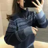 Estilo europeo y americano transfronterizo, chic sin esfuerzo, suéter versátil de punto suave con cuello redondo, top suéter retro otoño/invierno para mujer