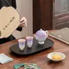 Juego de Té para Viaje al Aire Libre con Esmalte de Cristal de Hielo Cerámica Bolsa de Regalo para Almacenamiento, Incluye Tazas de Té y Tetera de Kung Fu