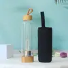 Tapa de Bambú Transfronteriza Vaso de Cristal Columna Hexagonal Natural Vaso de Energía Taza de Agua Botella de Agua Taza de Té de Cristal Se Puede Imprimir Lo