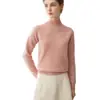 Nuevo suéter de cachemira para otoño e invierno para mujer, suéter de punto pullover de cuello medio alto, color liso, corte holgado, adecuado para ir al trabajo, prenda base en rosa, grueso