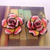 40mm cerâmica macia vintage flor flor rosa grande handmade diy adorno de cabeça antigo acessórios de cabelo colar material de joia de palco