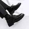 Zapatos de Cuero para Hombre al por Mayor Transfronterizos, Zapatos Casuales Simples de Estilo Británico para el Trabajo, Zapatos de Cordones de Suela Gruesa de Moda Versátiles para Negocios