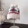 Invierno Retro Árbol de Navidad Moda Gorro de Lana para Mujer Mezcla de Lana Cálido Gorro Pulóver Casual Versátil Gorro Tejido Moderno