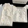 Yunduo Algodão Novo Pijama para Mulheres Primavera e Outono Manga Longa Doce Desenho Animado Gola Redonda Pulôver Estilo Fino Pode Ser Usado Fora de Casa Conjunto de Roupas