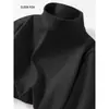 Camiseta térmica masculina de gola alta dupla face em fleece para outono e inverno, suéter de corte solto, plus size, manga longa