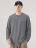 Camiseta de Manga Larga para Hombre 2026 Nueva Tendencia Americana Primavera y Otoño Versátil Casual de Peso Pesado Camiseta de Color Sólido Peso Pesado