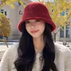 Gorro de Pescador Tejido de Otoño e Invierno Moda Versátil Circunferencia de Cabeza Grande Gorro de Cubo de Lana Cálido A prueba de Viento Sencillo Temperamento Gorro de Cubo