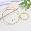 Moda europeia e americana simples geométrica zircão strass pescoço cadeia colar pulseira brincos conjunto de três peças amazon garra cadeia