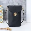2025 Nova Bolsa Transversal Feminina Tendência com Fivela de Cadeado em Couro PU para Celular com Tela Sensível ao Toque Porta-Moedas Pequeno com Fecho Estudante Retrô