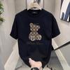 Trendy Bear Stampy Trendy Brand Loose T-sleeved T-shirt para homens e mulheres verão estilo americano retro puro algodão casal T-shirt