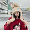 Celebridad de Internet TikTok orejas de conejo lindas movibles sombrero blanco de dibujos animados bufanda mujer dos piezas una pieza sombrero moda