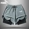 Shorts Esportivos de Verão Pesados Estilo Europeu e Americano Cor Sólida Estampado Shorts para Corrida de Maratona Pista e Campo Secagem Rápida Estilo Americano Calça Esportiva Interna