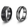 Moda Europea y Americana de Amazon Versátil Estilo Retro de los Años Dorados Fila de Diamantes Acero Inoxidable Acero de Titanio Anillos de Pareja Par de Anillos